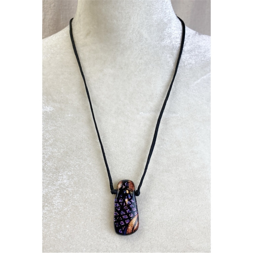 Dichroic art glass pendant necklace